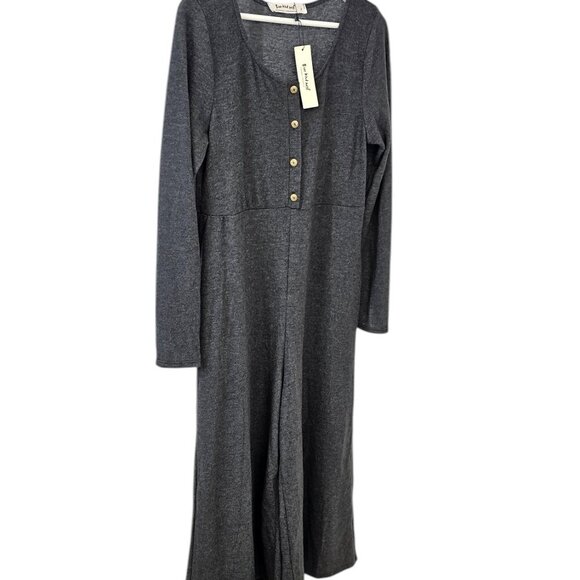 Three Bird Nest Womens Simply Comfort Jumpsuit, Boho, Wide Leg, Grey, Small - Picture 10 of 11